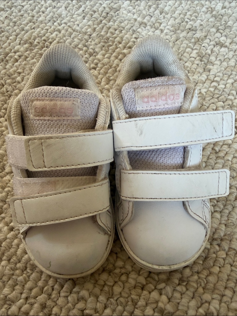 adidas Kids Cream/White Hook-and-Loop Sneakers